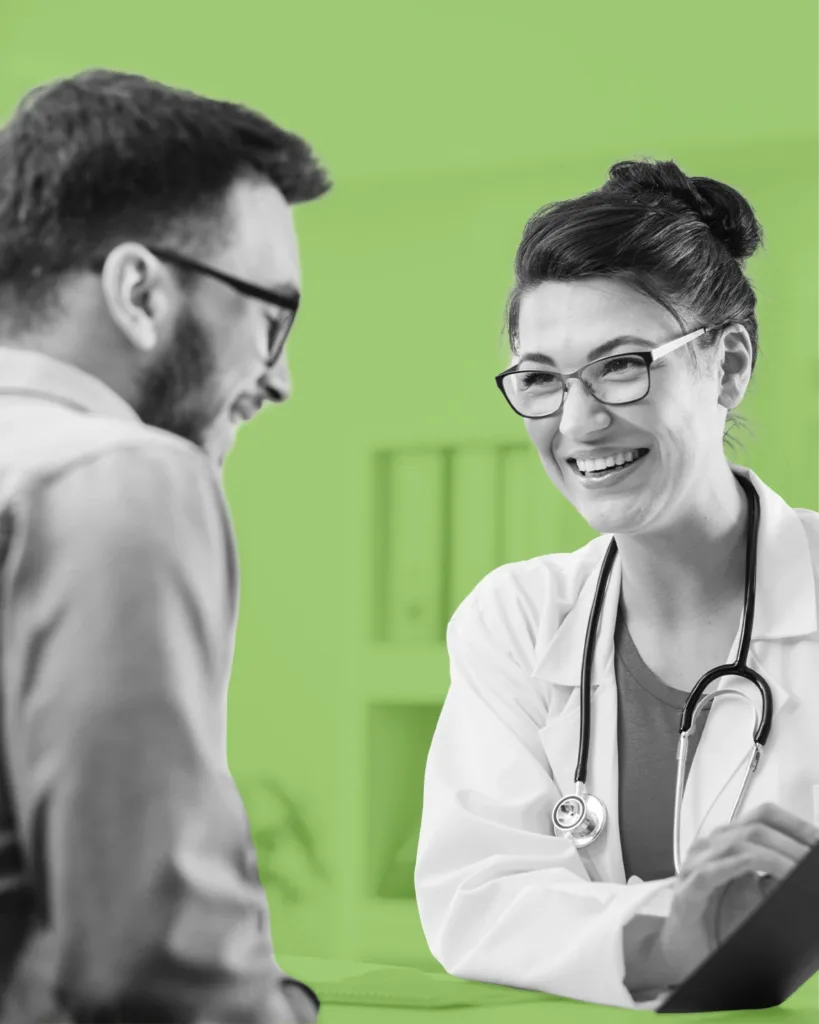 Physician and patient having a discussion